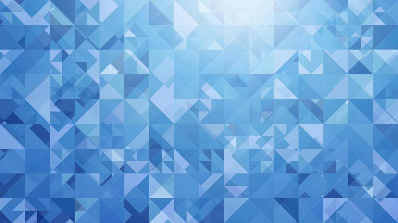 Blue loopable monochrome geometric pattern mosaic background, bright light glow, modern digital design style