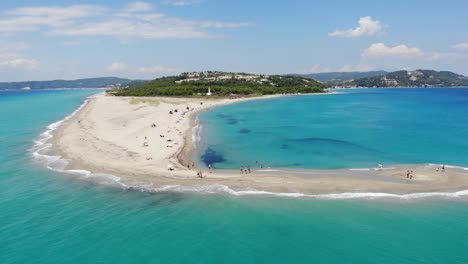 the famous head of the beautiful and wonderful beach of possidi, halkidiki, greece