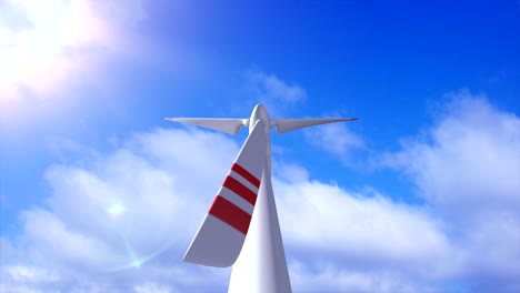 wind generator on a background of a sky and plane