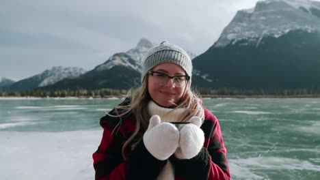 portrait of a woman on a frozen lake