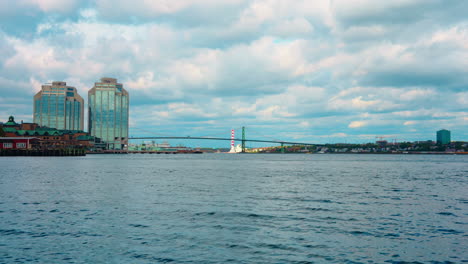 boat tour exploring halifax downtown in nova scotia, canada. sightseeing of halifax.