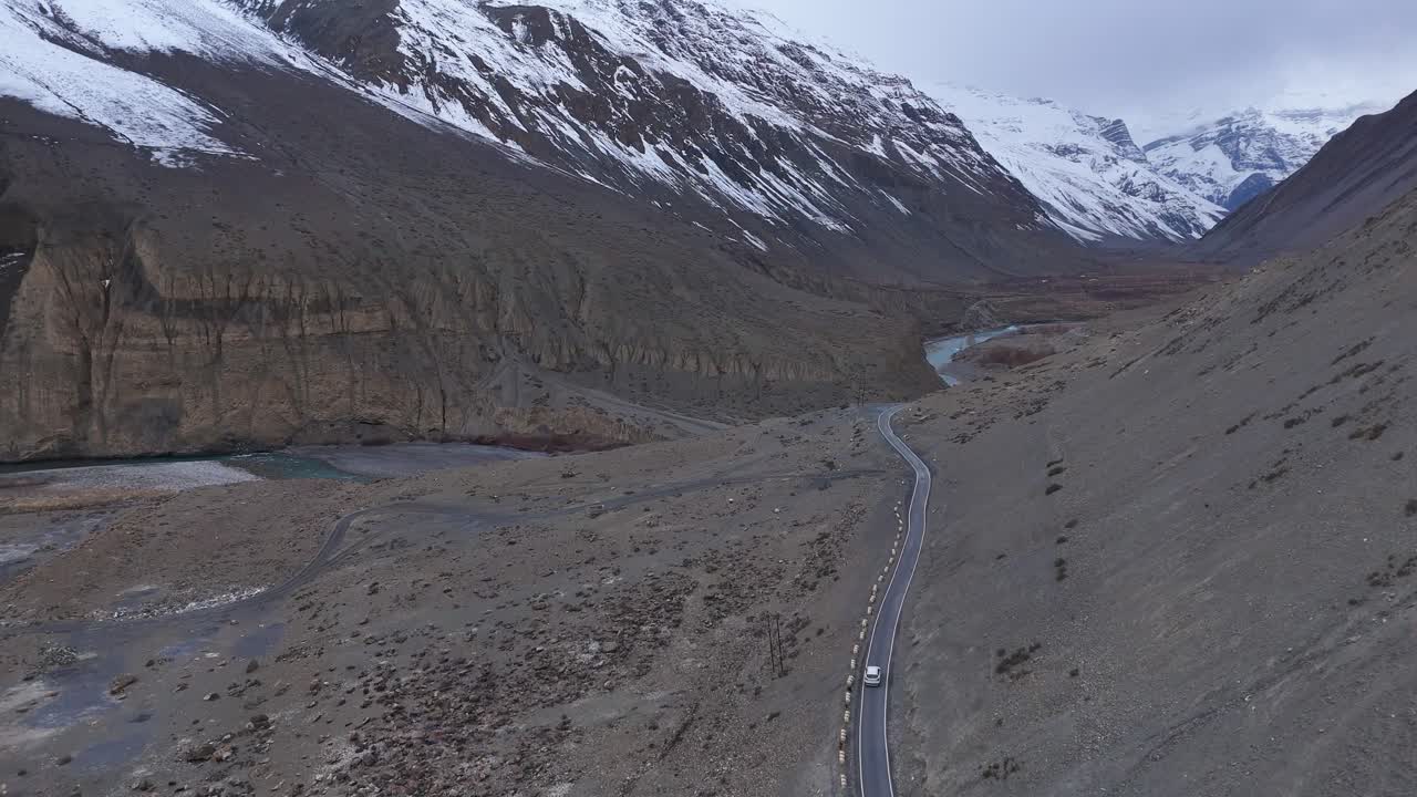 Mountain Road Through Snowy Valley