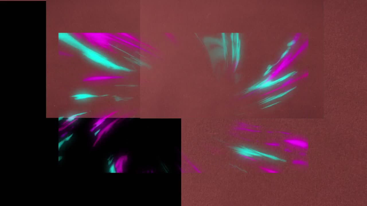 갈색 배경에 다채로운 움직이는 선과 폭발의 애니메이션