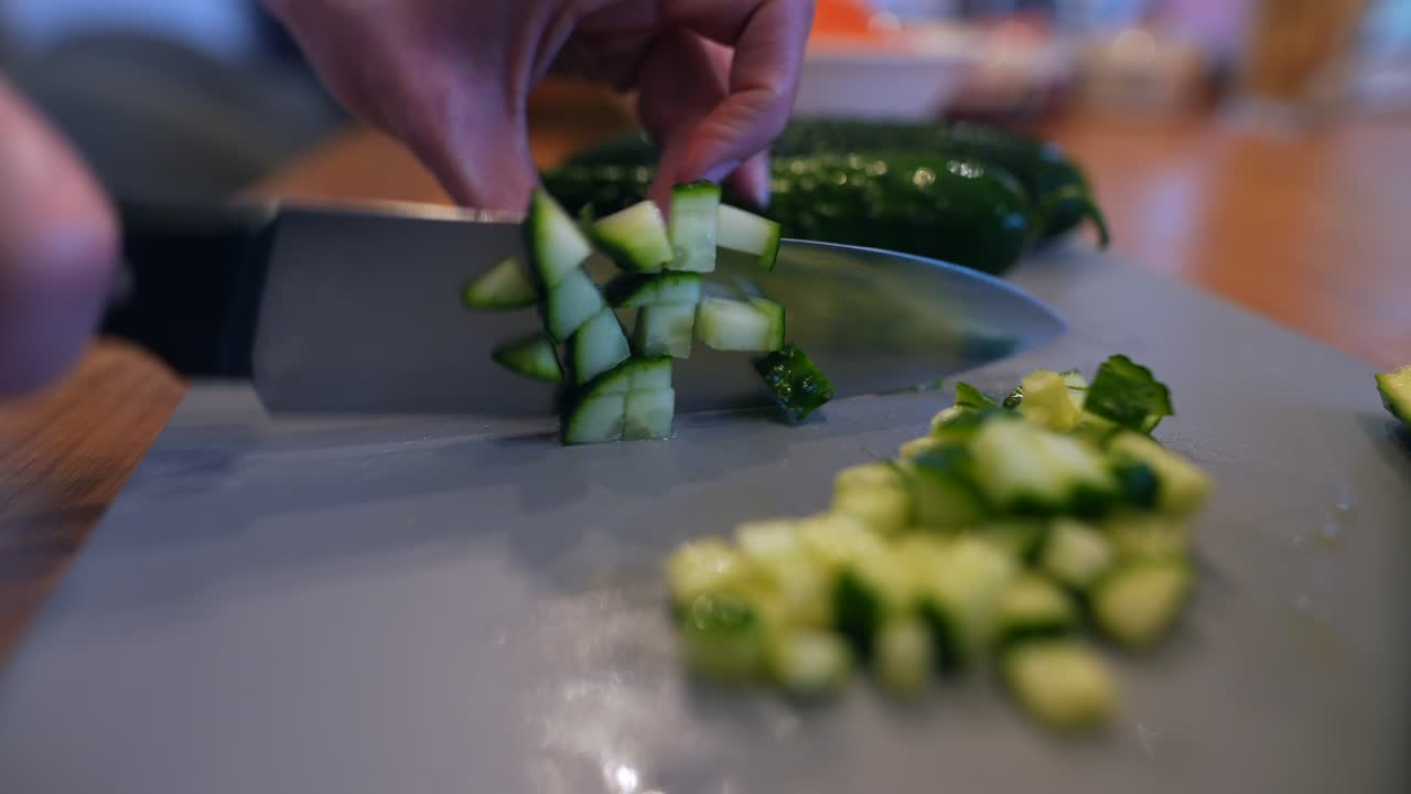 Chopping Cucumber for Salad