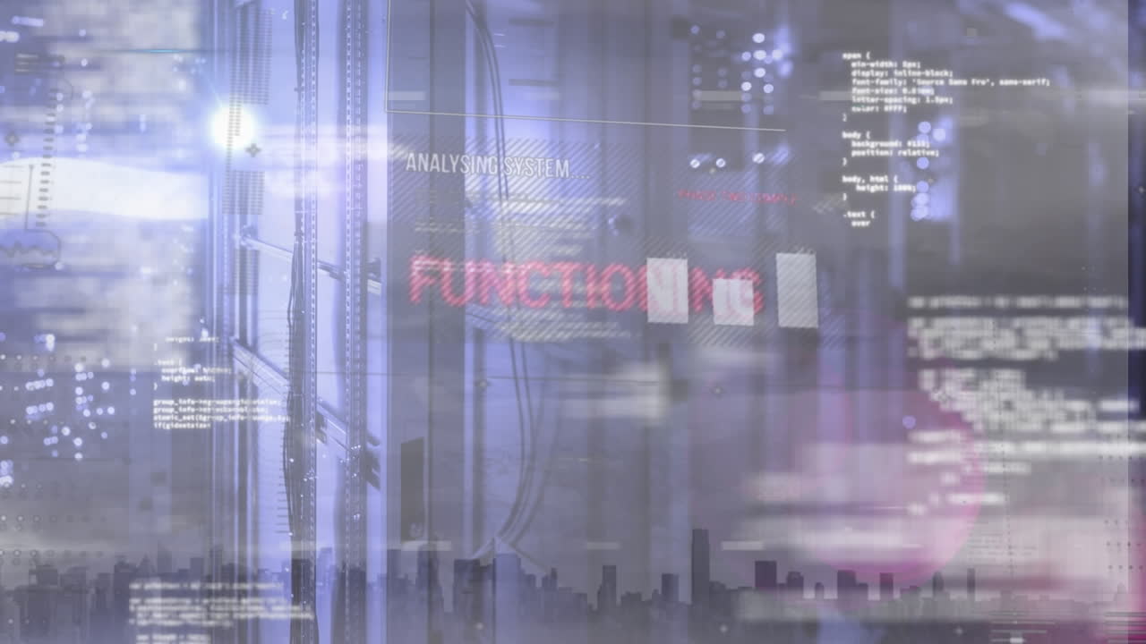 Animation of data processing over server room