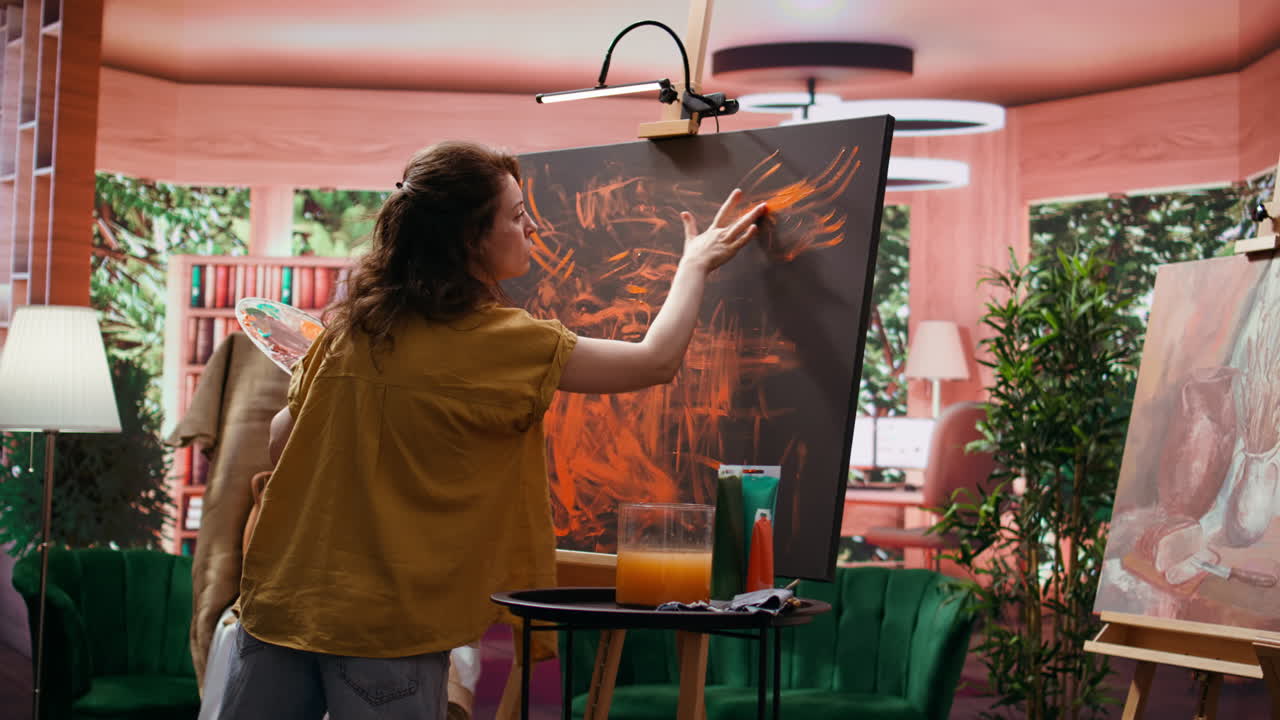 Artist Painting in Art Studio