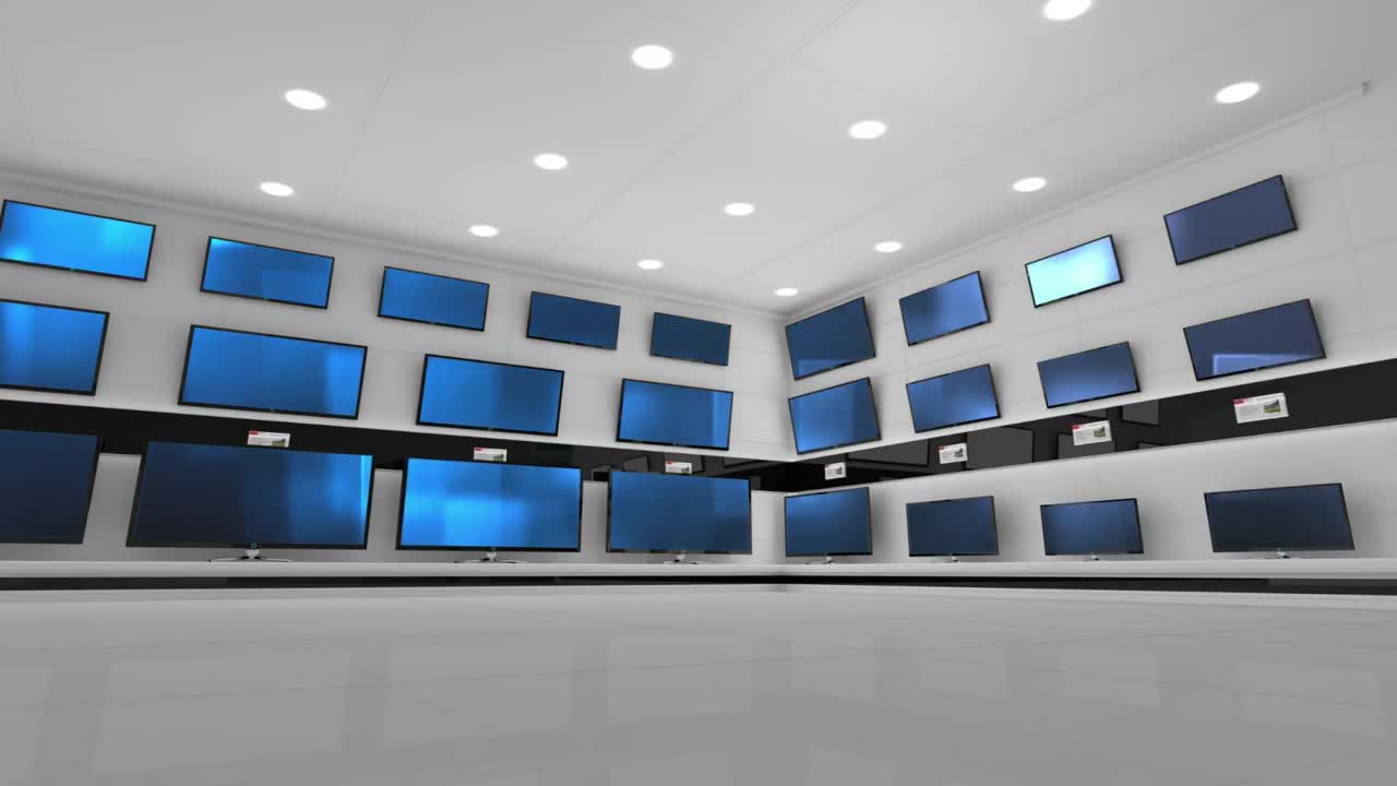 전자 제품 가게 에서 전시 된 플래트 스크린 tv