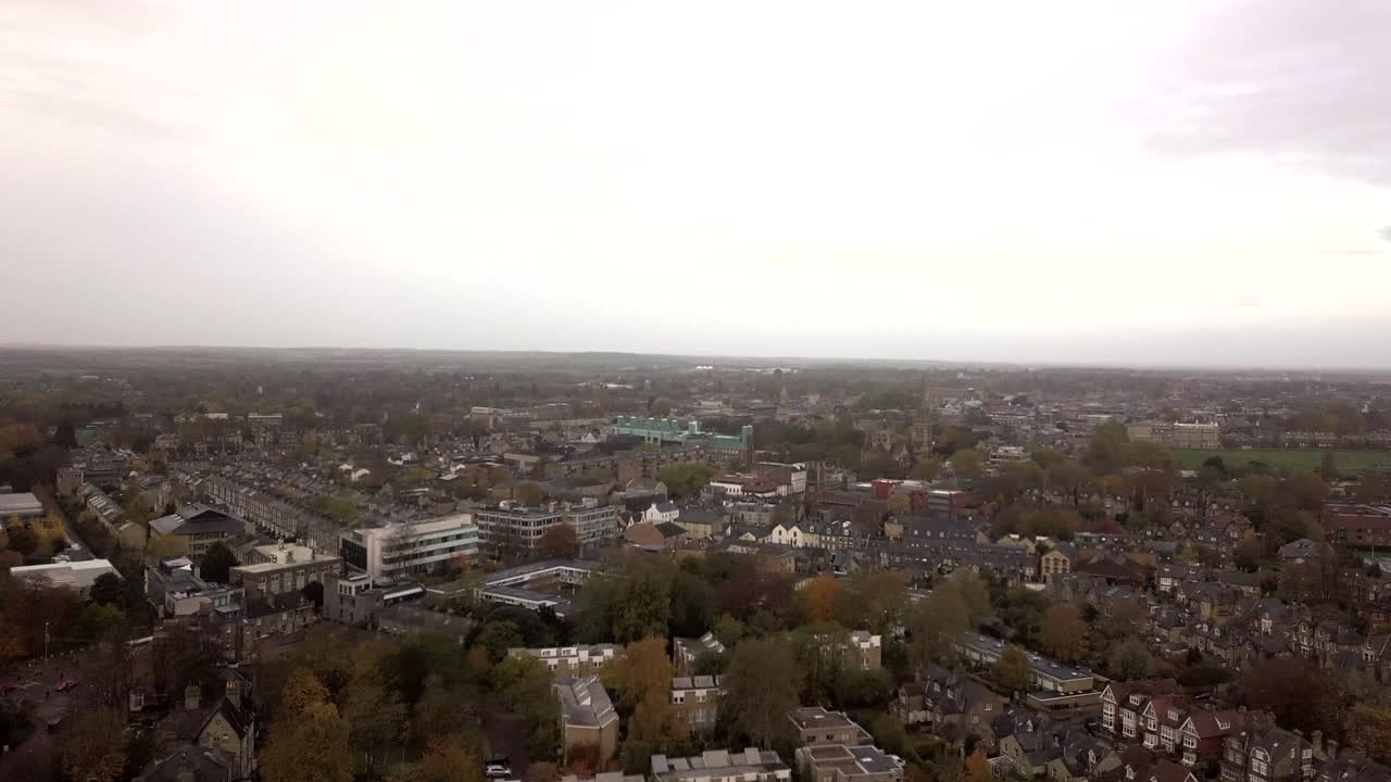 케임브리지 센터, 드론, 하늘에서 보는, 안개, 캠퍼스