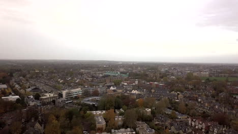 centro de cambridge, avión no tripulado, vista desde el cielo, niebla, campus