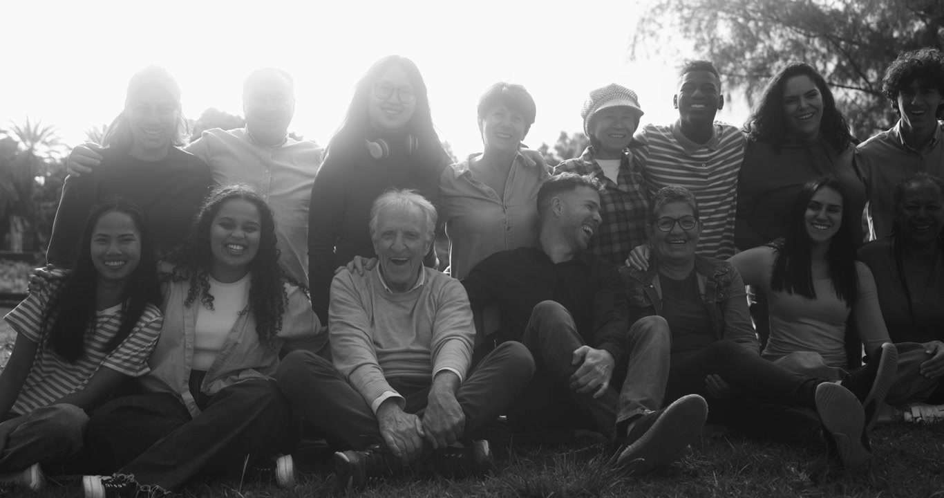 Happy Multi-Ethnic Group of People Smiling and Laughing Outdoors