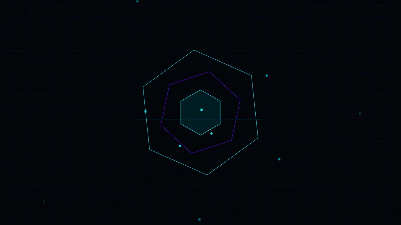 Abstract Digital Hexagon Animation with Floating Particles