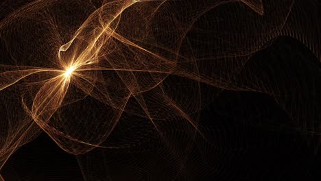 3d abstracto digital líneas onduladas doradas forma de onda de malla de alambre. animación de bucle sin costuras. hermoso movimiento en bucle 4k en el espacio cibernético tecnológico con espacio de copia para ciencia ficción, ciencia, tecnología, fondo futurista