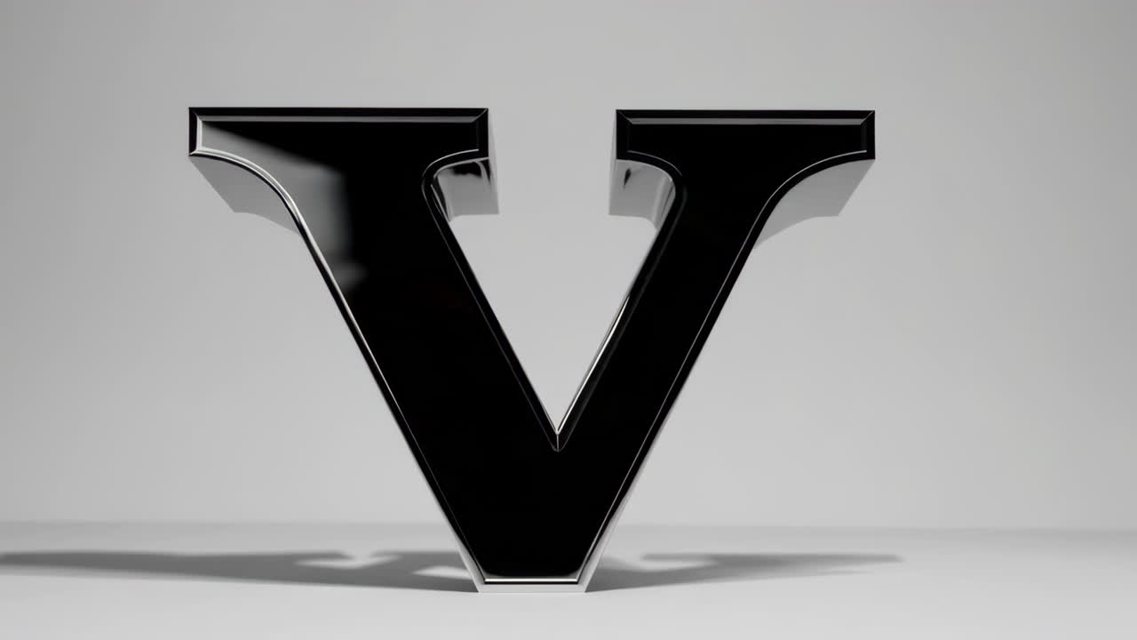 3D Rendered Black Capital Letter V
