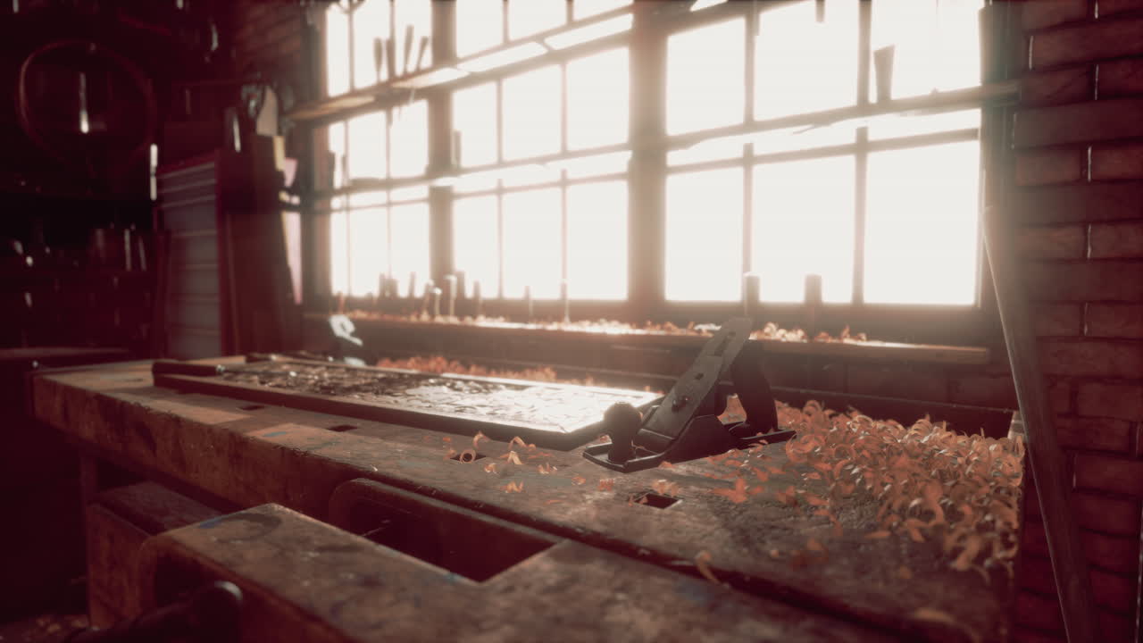 오래된 전통적인 목수 작업실 인테리어