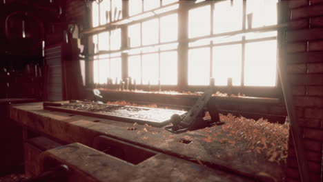interior del antiguo taller de carpintería tradicional