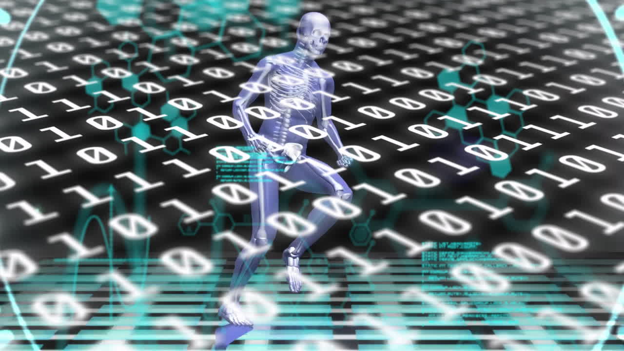 Animation of data processing and digital human over chemical formula