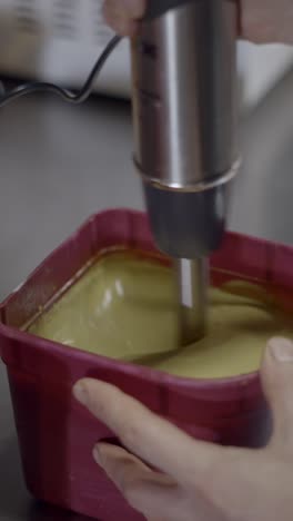 preparing a green substance with an immersion blender