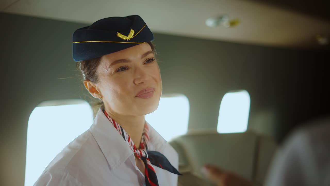 Flight Attendant on Airplane