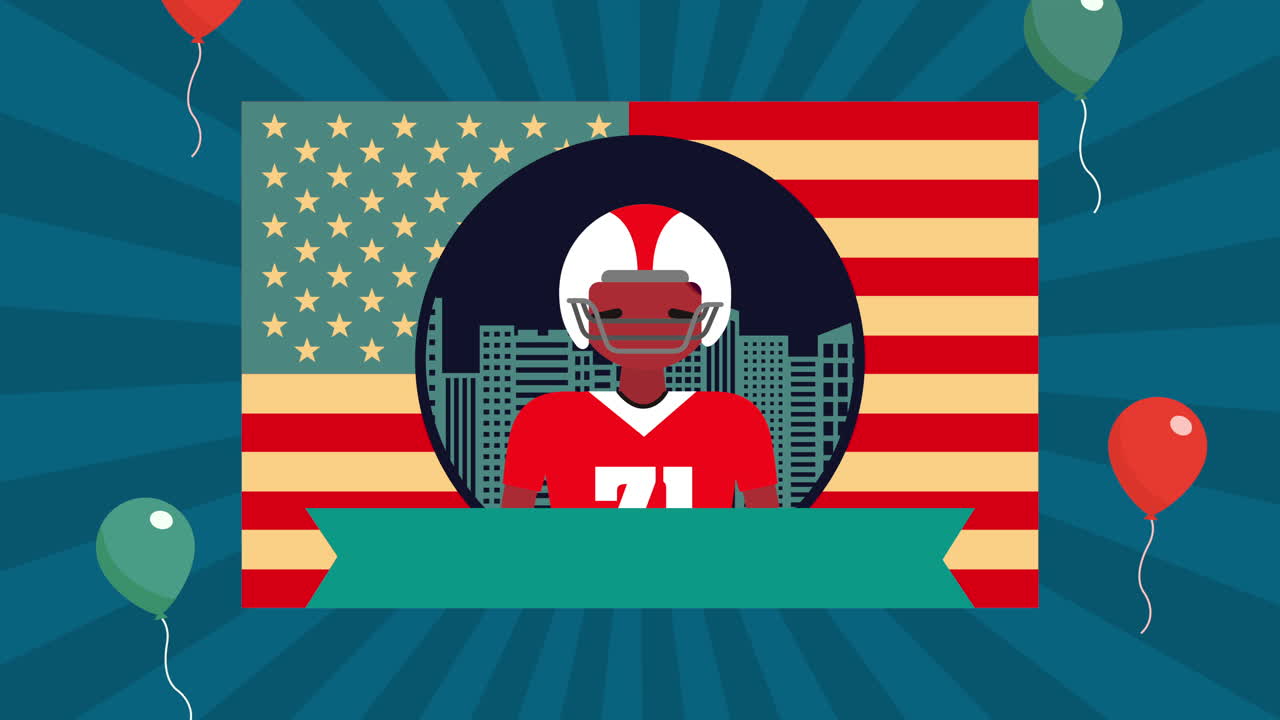 animación del día del trabajo con un jugador de fútbol americano