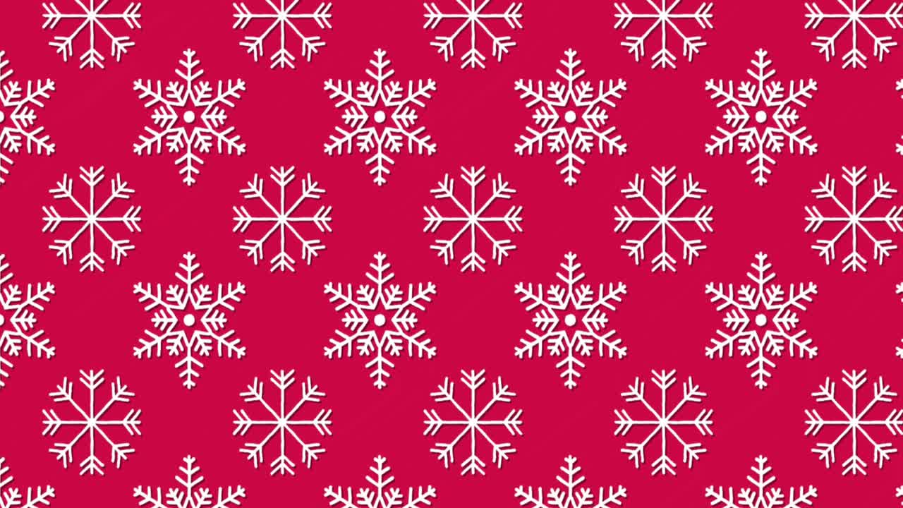 Traditional Christmas pattern with snowflakes moving against red background