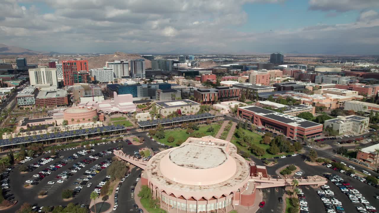 Gammage Auditorium at Arizona State University, 4K aerial shot
