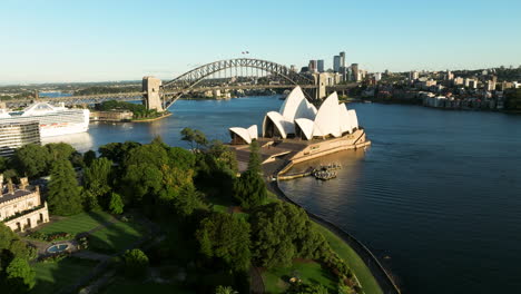 panorama of opera house and sydney harbour bridge in sydney, new south wales, australia