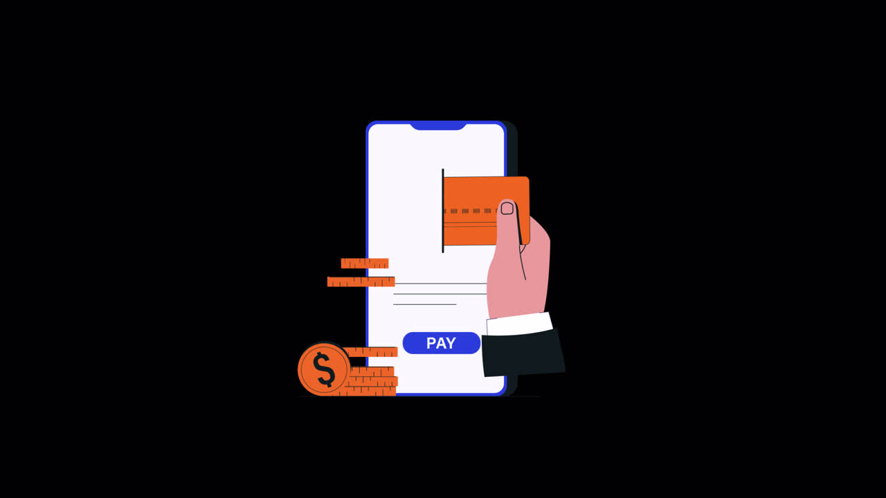 Animated Illustration of Digital Payment with Smartphone and Credit Card