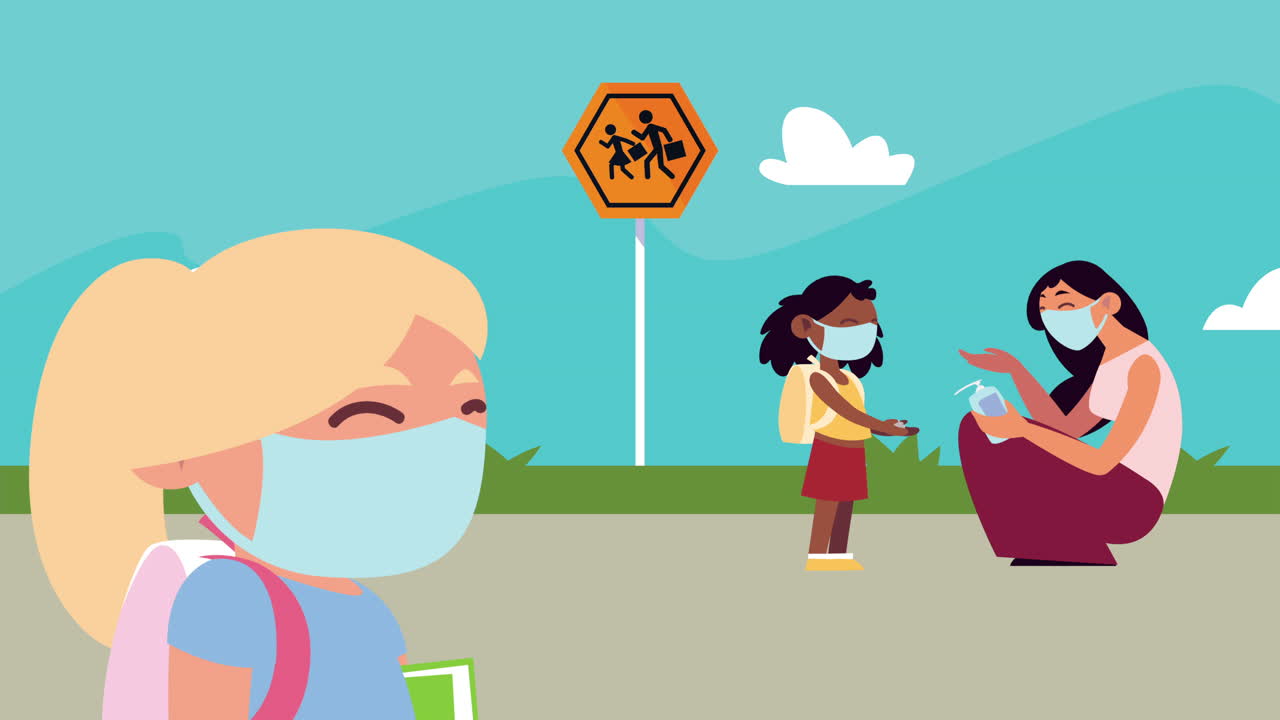 학교에서 마스크를 착용하는 아이들