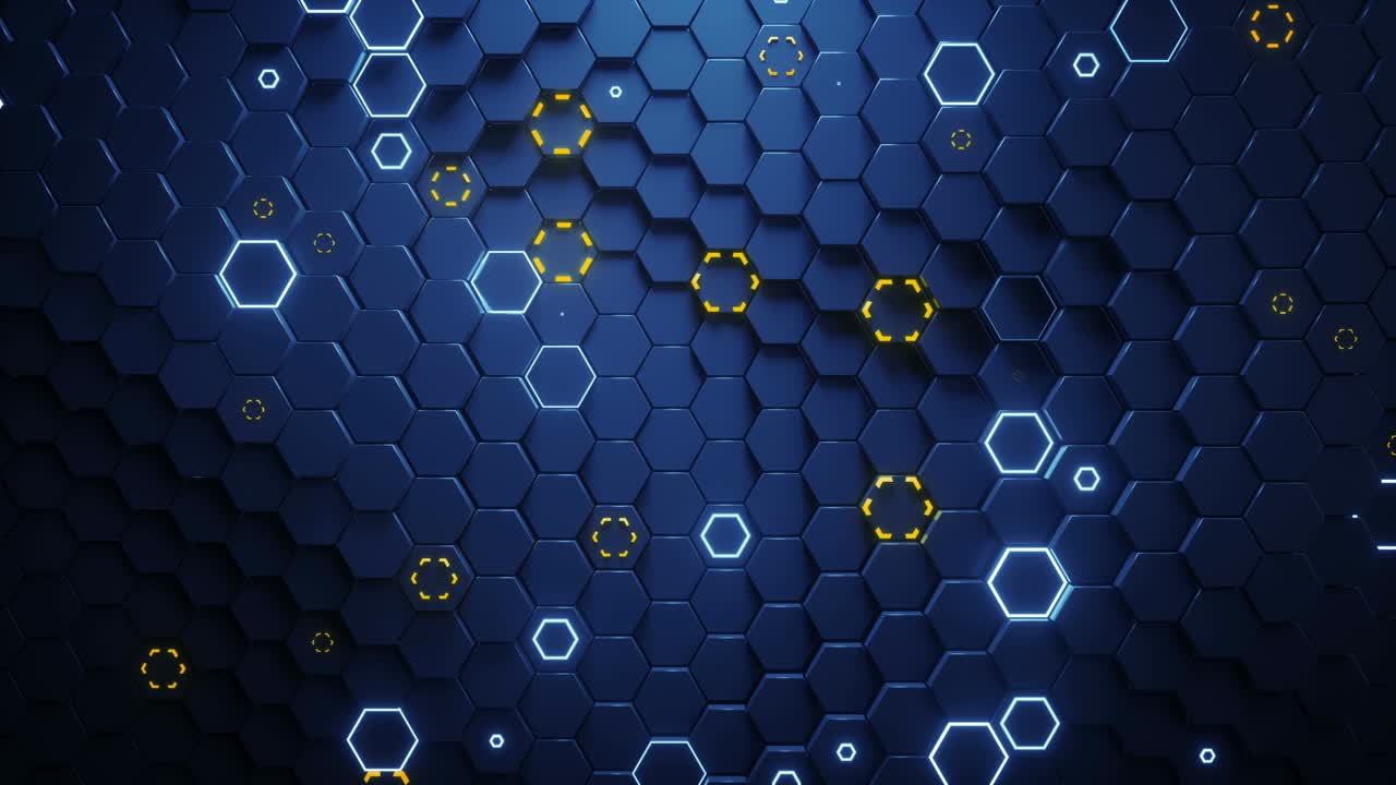 hexágonos dispuestos al azar en bucle sin costuras animación de renderizado 3d