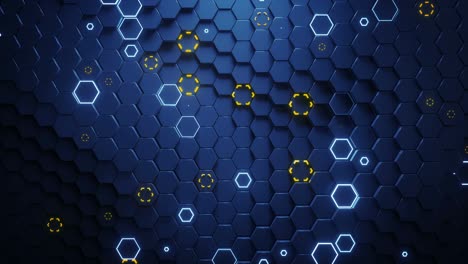 hexágonos dispuestos al azar en bucle sin costuras animación de renderizado 3d