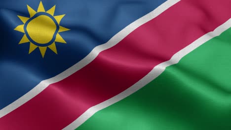 primer plano ondeando lazo 4k bandera nacional de namibia