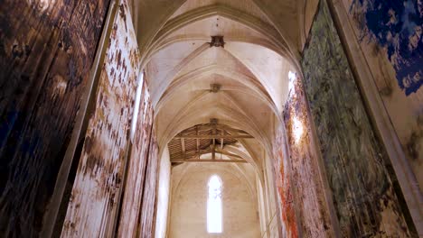 interior architecture of french abbey, beautiful arch ceiling.