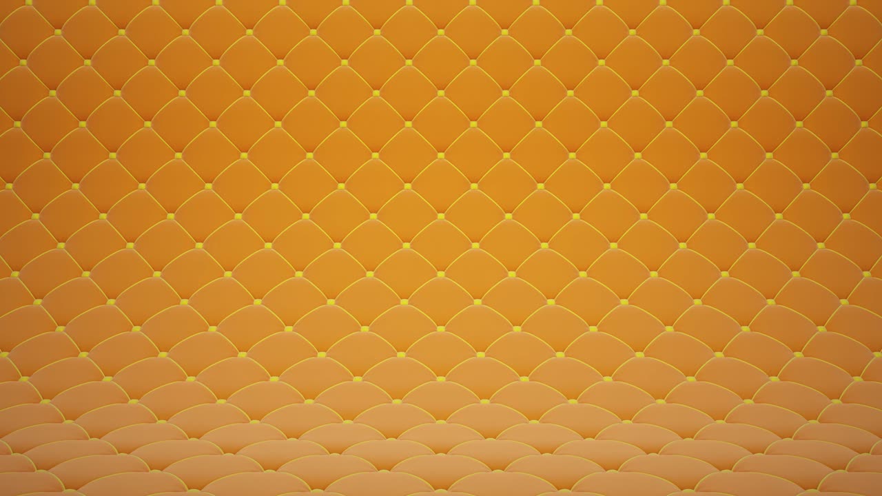animación de movimiento 3d de superficie de terciopelo acolchado naranja con correas de cuero amarillo. animación realista de alta calidad. video en bucle.