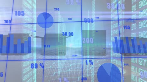 Animation-of-statistics-and-data-processing-over-cardboard-boxes