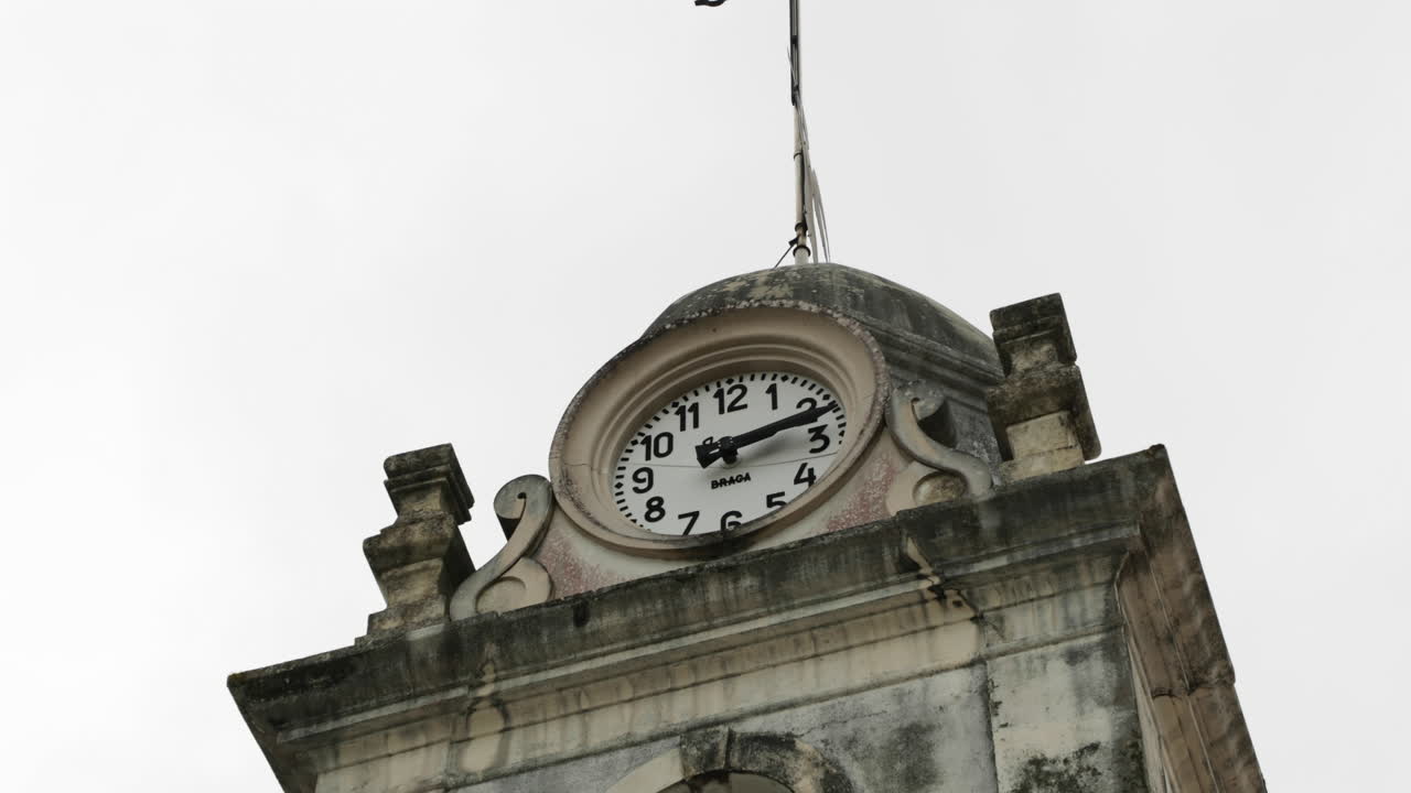 Clock Tower Of The Catholic Church In Igreja Velha Region In Leiria, Portugal