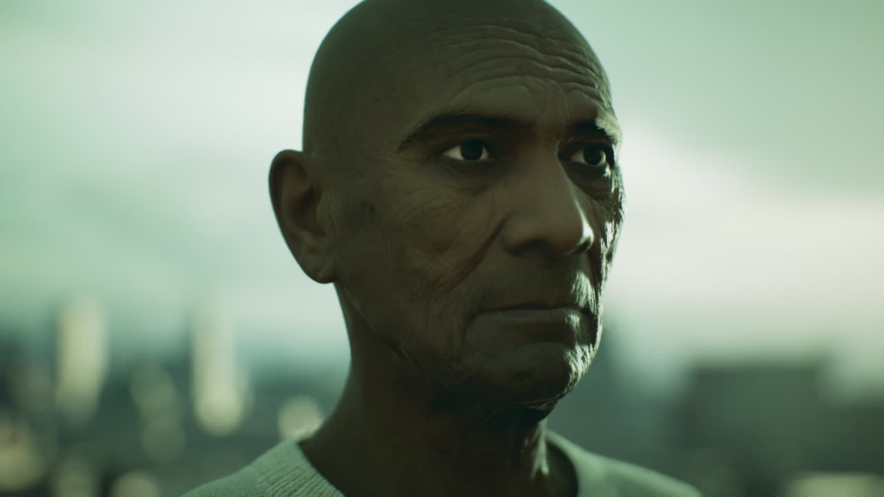 街の老いたアジア人