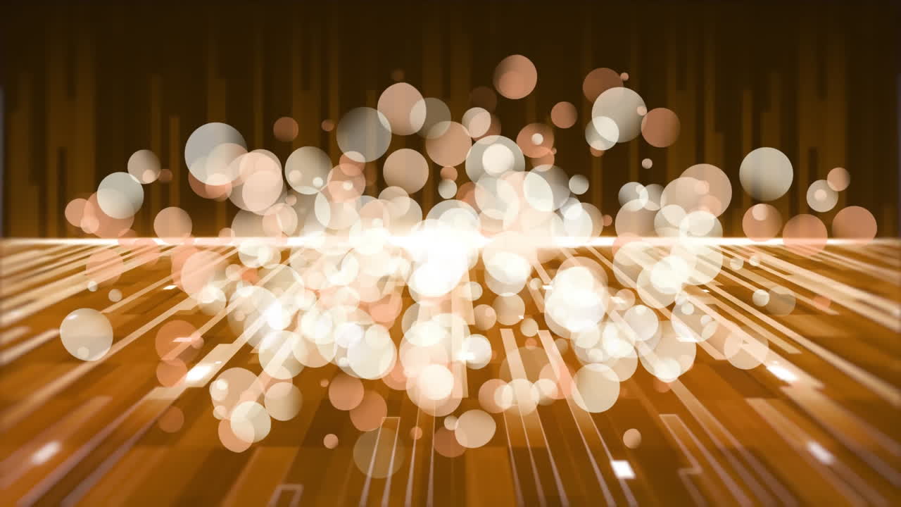 빛나는 노란색 빛의 흔적 위에 떠다니는 빛의 반점의 애니메이션