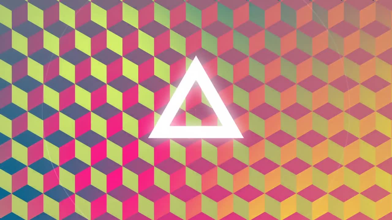 animación de círculos blancos que se mueven sobre cuadrados de colores