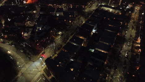 aerial view of buildings in brooklyn. shot at night in new york city.