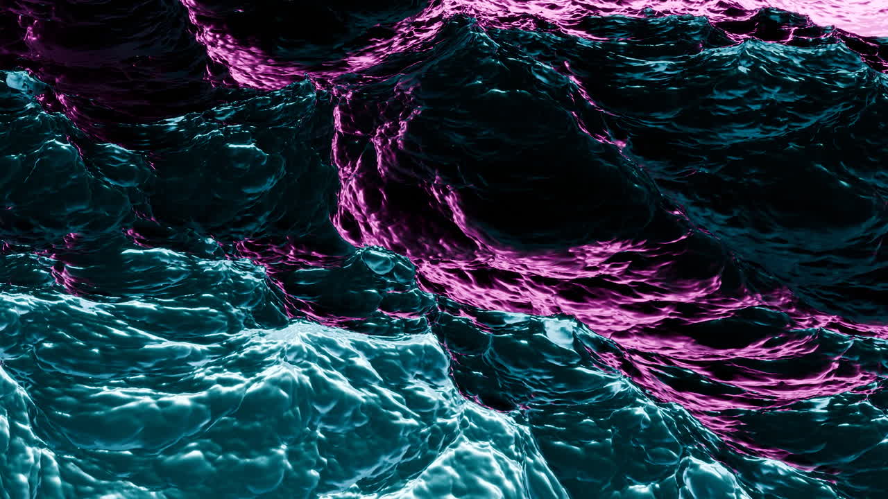 Abstract Wavy Surface with Vibrant Teal and Purple Colors