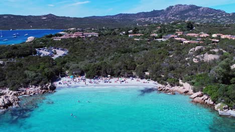 Aerial-of-tourists-enjoying-the-crystal-clear-water