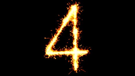 number 4 text sparkler glitter sparks firework loop animation