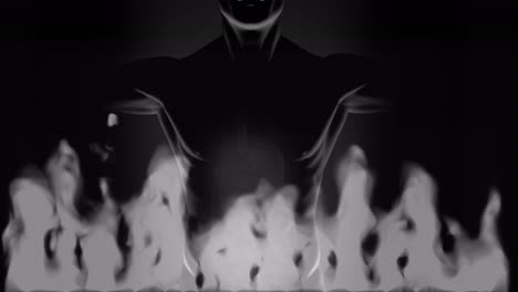 animación de llamas sobre el modelo del cuerpo humano