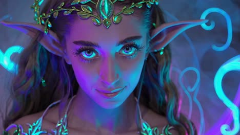 glowing elf cosplay portrait