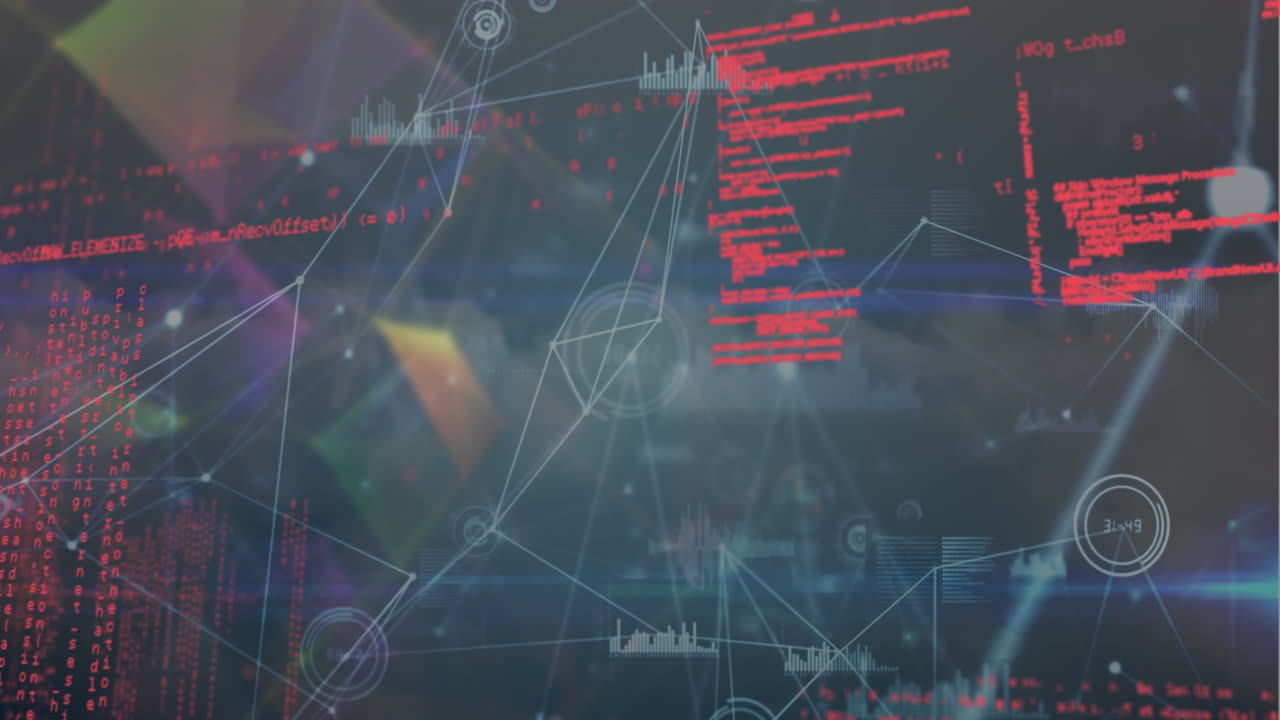 animazione della rete di connessioni e elaborazione dei dati su sfondo grigio