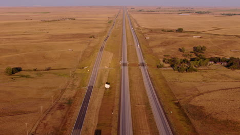 aerial view of a highway in the american countryside