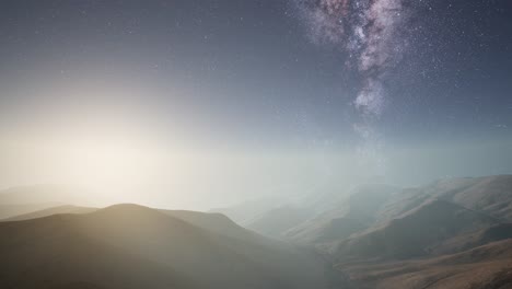 milky way stars above desert mountains