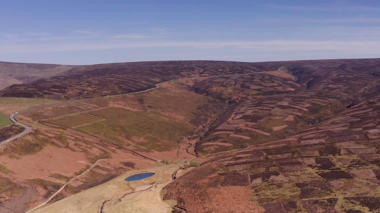 영국 피크 디스트릭트의 공중 드론 비행 농장