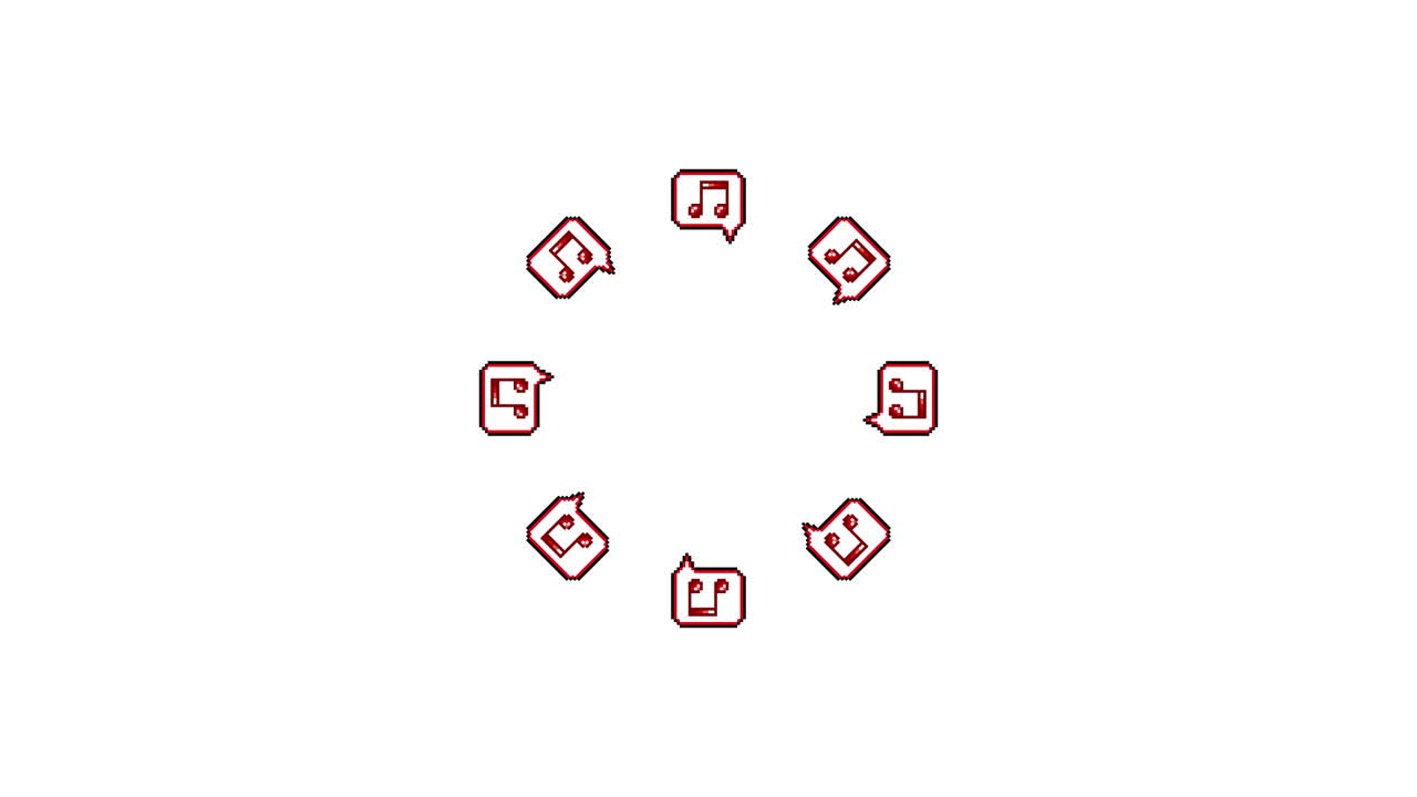 Pixel Art Speech bubble Eighth notes Spinning Circle Animated Overlay Transparent 30fps (4)