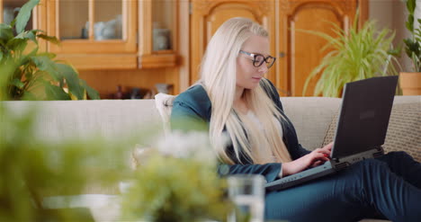 businesswoman doing home office work on laptop computer woman writing email on laptop 1